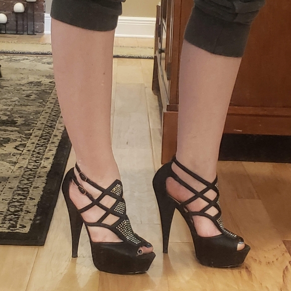 Satin Stilettos with Crystal Embellishments - Picture 3 of 14